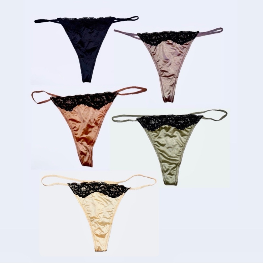 NEW! Luxurious Satin & Lace Panty Thong Bundle